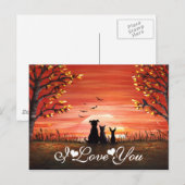 Carte Postale Je t'aime Whimsical coucher de soleil d'automne (Devant / Derrière)