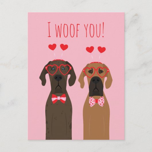 Carte Postale Je Te Dire Valentines Day de grands chiens (Devant)