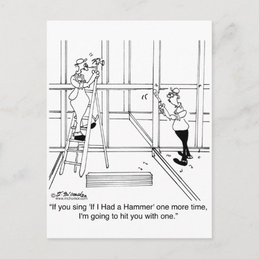 Carte Postale Je te frapperai avec un marteau si tu chantes si j (Devant)