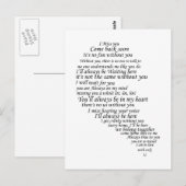 Carte Postale Je te manque du texte en demi-coeur (Devant / Derrière)