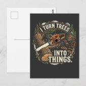 Carte Postale Je transforme les arbres en choses Drôle conceptio (Devant / Derrière)