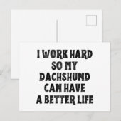 Carte Postale Je travaille dur pour que mon teckel ait une meill (Devant / Derrière)