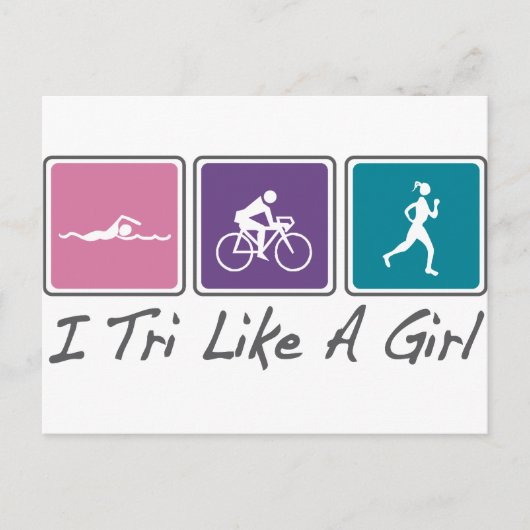 Carte Postale je tri comme une fille (Triathlète) (Devant)