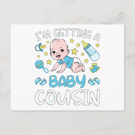 Carte Postale Je vais avoir un bébé cousin garçon Révélation du  (Devant)