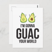 Carte Postale Je vais Guac votre monde drôle Guacamole Avocado (Devant / Derrière)