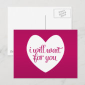Carte Postale Je Vais T'Attendre Coeur Rose (Devant / Derrière)