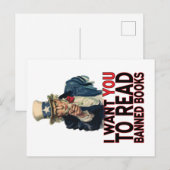 CARTE POSTALE JE VEUX QUE VOUS LISIEZ LES LIVRES INTERDITS (Devant / Derrière)