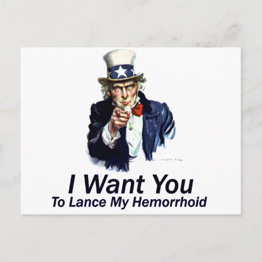 Carte Postale Je Veux Que Vous : Pour Lancer Mon Hemorrhoid (Devant)