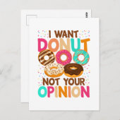 Carte Postale Je veux un donut pas votre avis (Devant / Derrière)