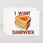 Carte Postale Je veux un sandwich (Devant / Derrière)