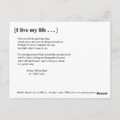 CARTE POSTALE JE VIVE MA VIE (Dos)