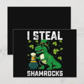 Carte Postale Je vole des Shamrocks à Rex Dinosaur St Patrick's (Devant / Derrière)
