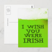 Carte Postale Je Voudrais Que Vous Étiez Irish Green Beer Postca (Devant / Derrière)