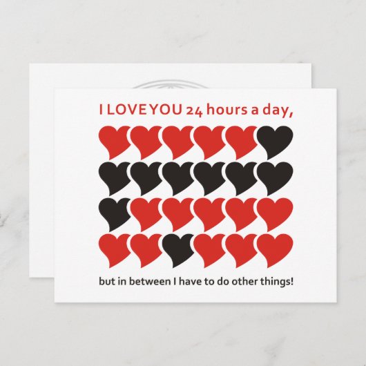 Carte Postale JE VOUS AIME 24 heures sur 24 (Devant / Derrière)