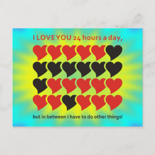 Carte Postale JE VOUS AIME 24 heures sur 24 brillance jaune cy