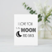Carte Postale je vous aime à la lune et dos noir blanc (Debout devant)