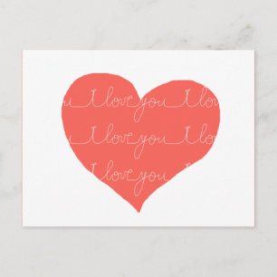 Carte Postale Je vous aime. coeur rouge