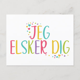 Carte Postale Je vous aime Danois Jeg elkser creuser- arc-en-cie