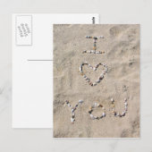 Carte Postale JE VOUS AIME écrit dans les coquillages de mer dan (Devant / Derrière)