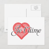 Carte Postale Je vous aime en français - Je t'aime (Devant / Derrière)