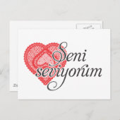 Carte Postale Je vous aime en turc - Seni seviyorum (Devant / Derrière)