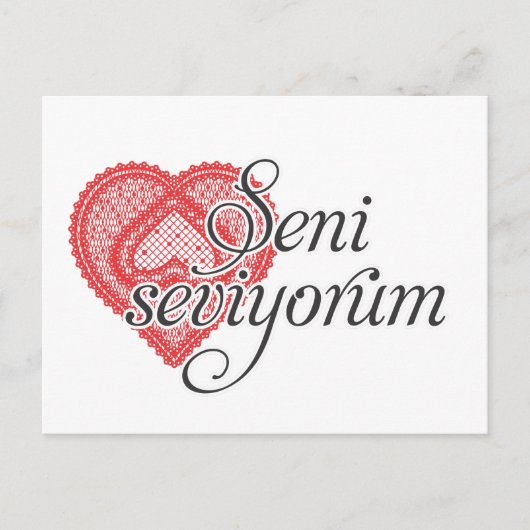 Carte Postale Je vous aime en turc - Seni seviyorum (Devant)