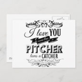 CARTE POSTALE JE VOUS AIME PLUS QU'UN PITCHER AIME UN CATCHER -. (Devant / Derrière)