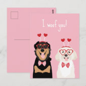 Carte Postale Je Vous Aime Toutou Saint-Valentin Chien Rottweile (Devant / Derrière)
