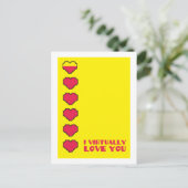 Carte Postale Je vous aime virtuellement les coeurs numériques (Debout devant)