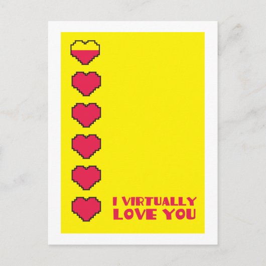 Carte Postale Je vous aime virtuellement les coeurs numériques (Devant)