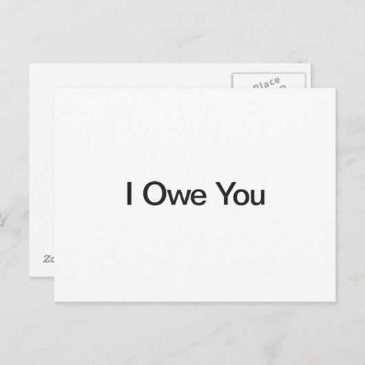 Carte Postale Je Vous Dois (Devant / Derrière)