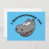 Carte Postale Je Vous Hippopotamiss (Devant / Derrière)
