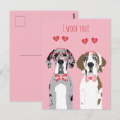 Carte Postale Je Vous Malheur Les Grands Chiens Danois Rouge Ros (Devant / Derrière)