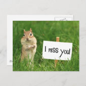 Carte Postale Je vous manque Chipmunk avec signe (Devant / Derrière)