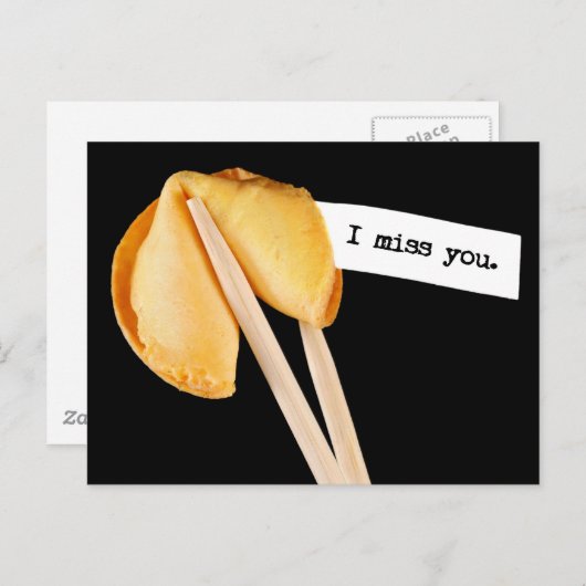 Carte Postale Je Vous Manque Fortune Cookie (Devant / Derrière)