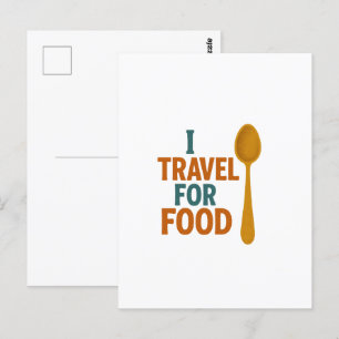 Carte Postale Je Voyage Pour La Nourriture - Vintage Spoon Avent
