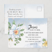 Carte Postale Jean 11:25 Verse Bible Fleurs de printemps Pâques (Devant / Derrière)