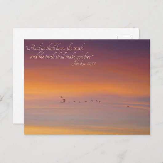 Carte Postale Jean 8:32 Écriture La Vérité Vous Libérera (Devant / Derrière)