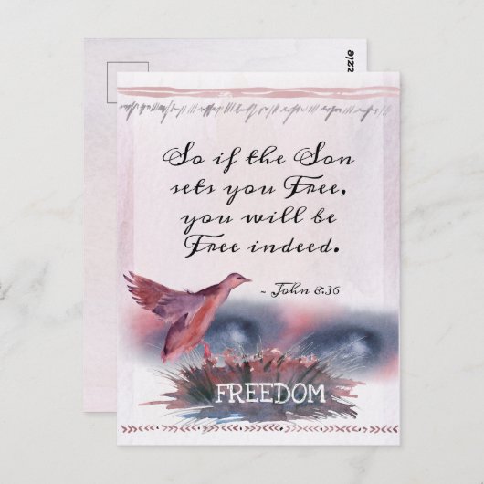 Carte Postale Jean 8:36 Si le Fils vous libère, Écriture (Devant / Derrière)