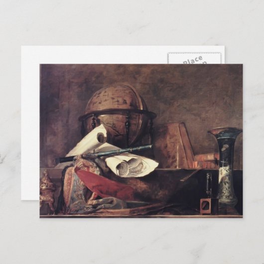 Carte Postale Jean Chardin - Les attributs des sciences (Devant / Derrière)