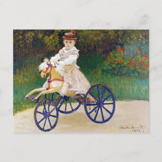 Carte Postale Jean Monet sur un cheval mécanique Claude Monet (Devant)