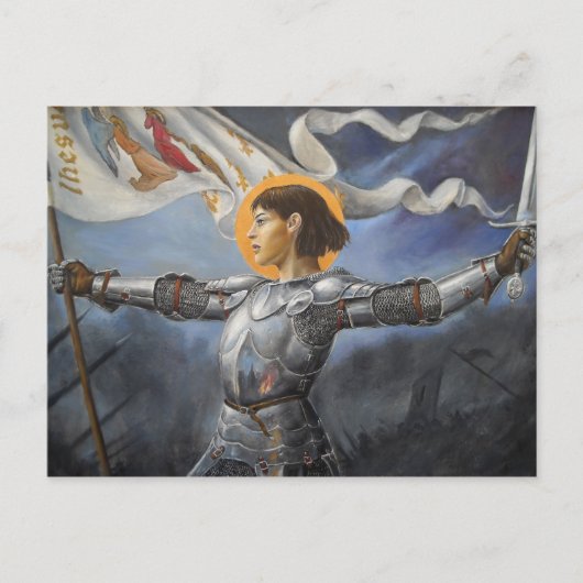 Carte Postale Jeanne d'Arc avec bannière (Devant)