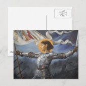 Carte Postale Jeanne d'Arc avec bannière (Devant / Derrière)