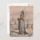 Carte Postale Jeanne d'Arc Costume de mode médiéval français (Devant / Derrière)