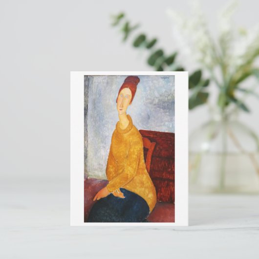 Carte Postale Jeanne Hébuterne au pullover jaune, Modigliani (Debout devant)