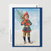 Carte Postale Jenny Nystrom - Garçon avec arbre de Noël (Devant / Derrière)