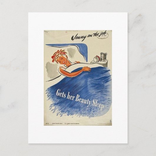 Carte Postale Jenny sur le travail fait dormir sa beauté (Devant)