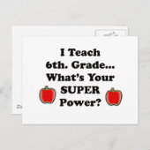 Carte Postale J'enseigne la 6ème. grade (Devant / Derrière)