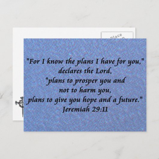 Carte Postale jeremiah 29 (Devant / Derrière)