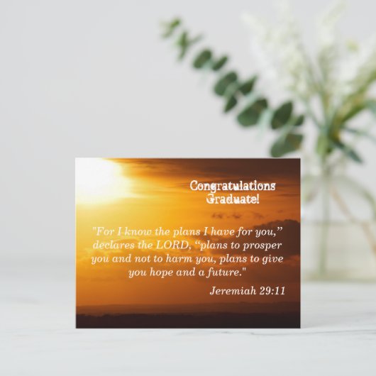 Carte Postale Jeremiah 29:11 Félicitations Diplômé (Debout devant)